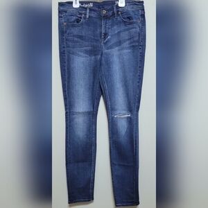 Madewell Skinny Skinny Jeans Women's 30x32 Blue High Rise Dark Wash Knee Rip